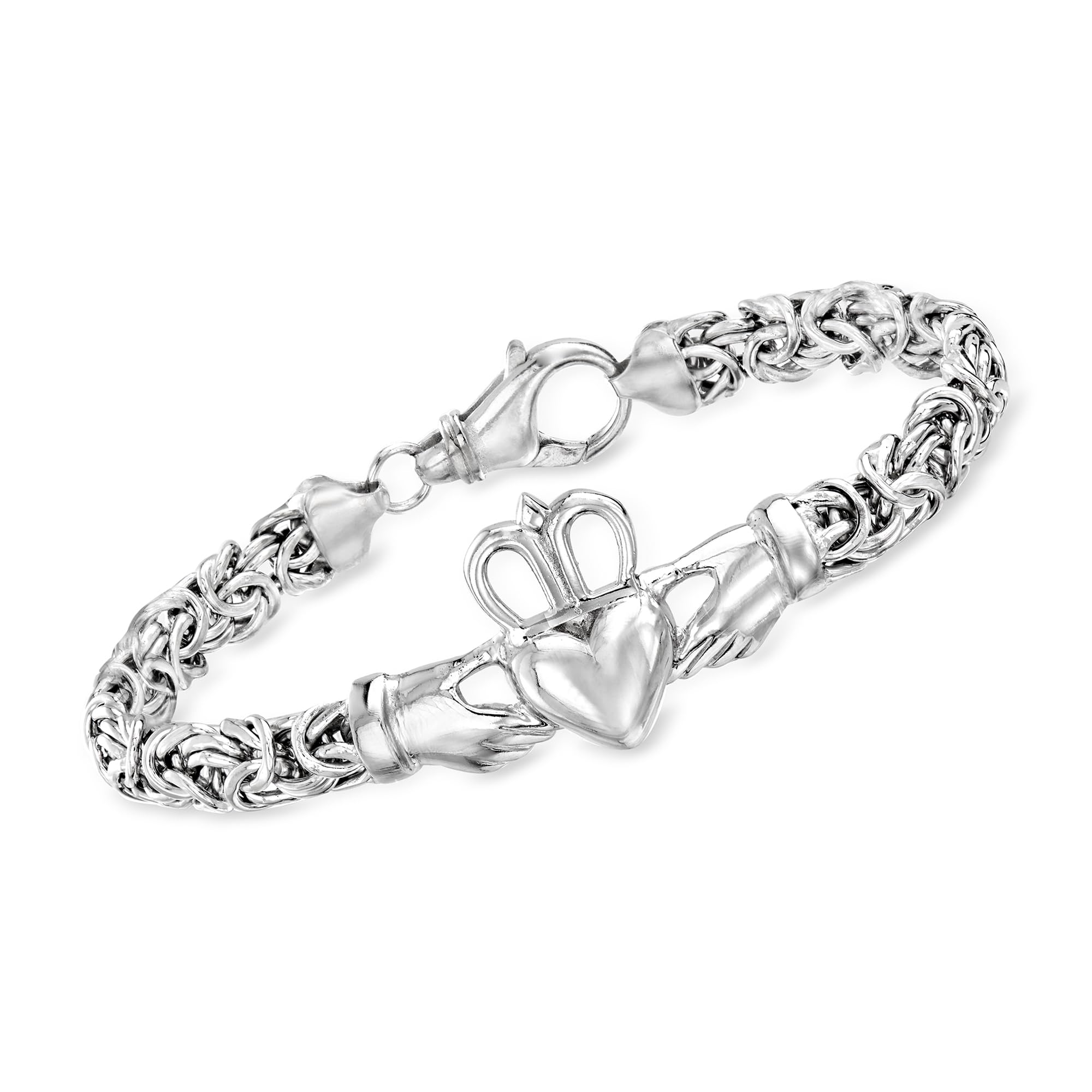 Ross-Simons Sterling Silver Byzantine Claddagh Bracelet. 7 inches