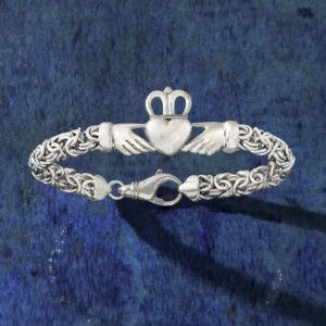 Ross-Simons Sterling Silver Byzantine Claddagh Bracelet. 7 inches