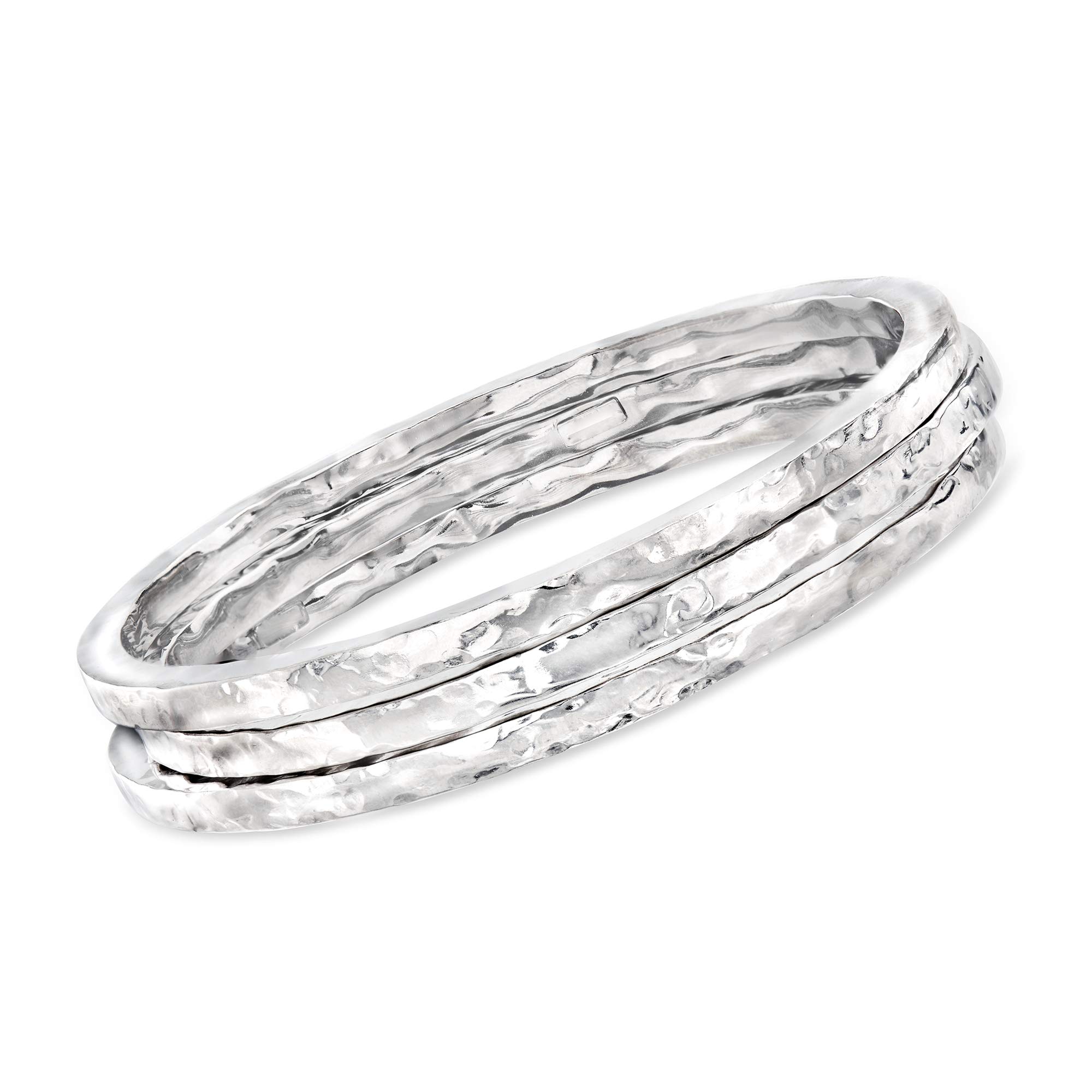 Ross-Simons Italian Sterling Silver Jewelry Set: 3 Hammered Bangle Bracelets. 7.5 inches