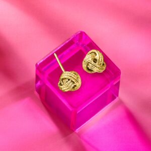 Ross-Simons Italian 14kt Yellow Gold Textured Love Knot Stud Earrings