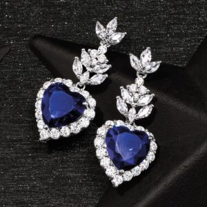 Ross-Simons 14.50 ct. t.w. Simulated Sapphire and 5.26 ct. t.w. CZ Heart Drop Earrings in Sterling Silver