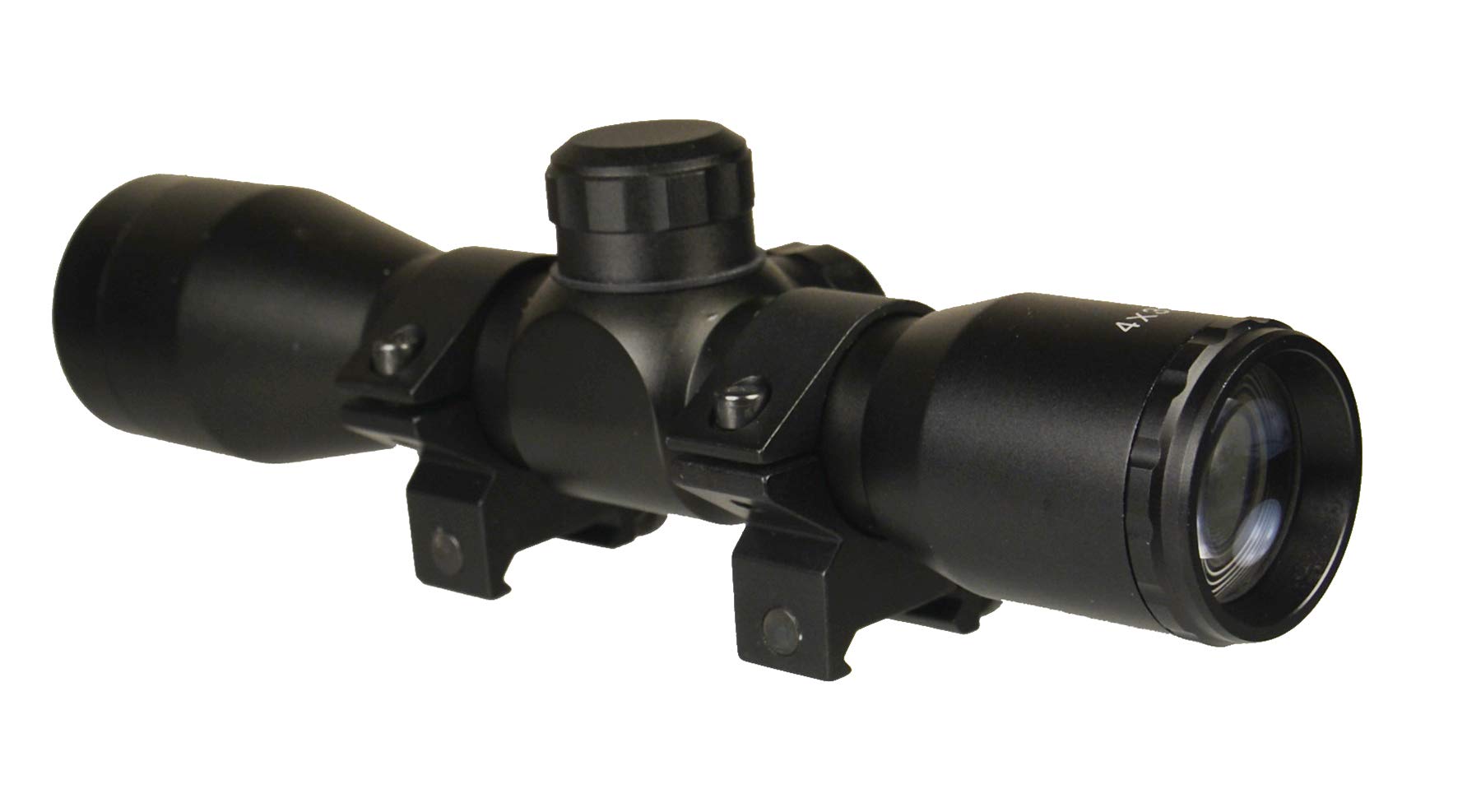 TWP 4x32 Compact Hunting Scope, Rangefinder Reticle, 1" Tube and Mid-Height Weaver Ring Mount