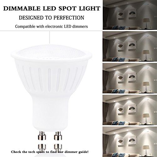 GU10 Led Dimmable Light Bulbs, 5W=50W, 4000K Natural White GU10 Base 120° Beam Angle Spotlight for Accent Recessed Track Lighting, Pack of 6