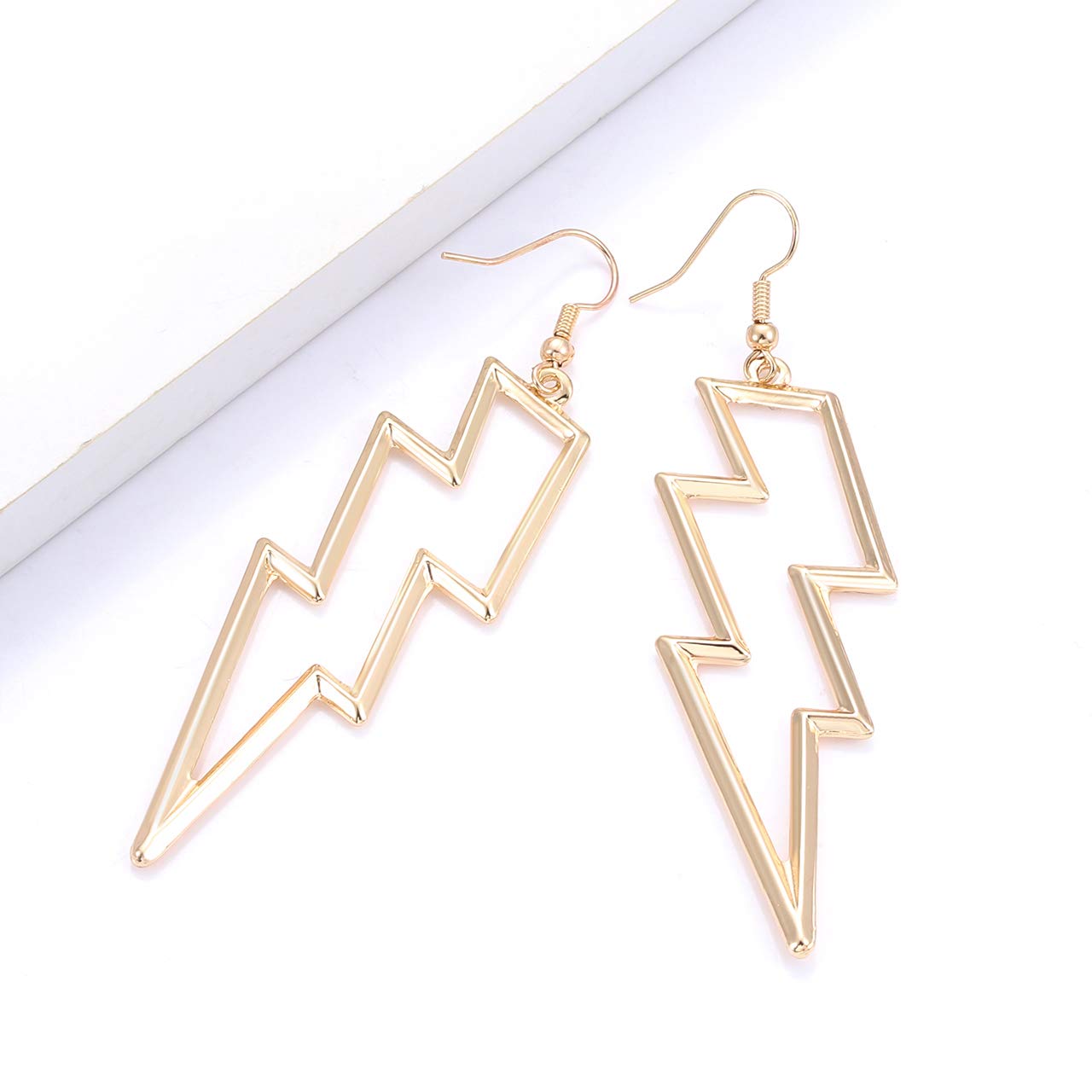 Lightning Bolt Drop Dangle Earrings For Woman Statement Flash Thunder Hook Earrings Punk Fashion Jewelry (Gold)