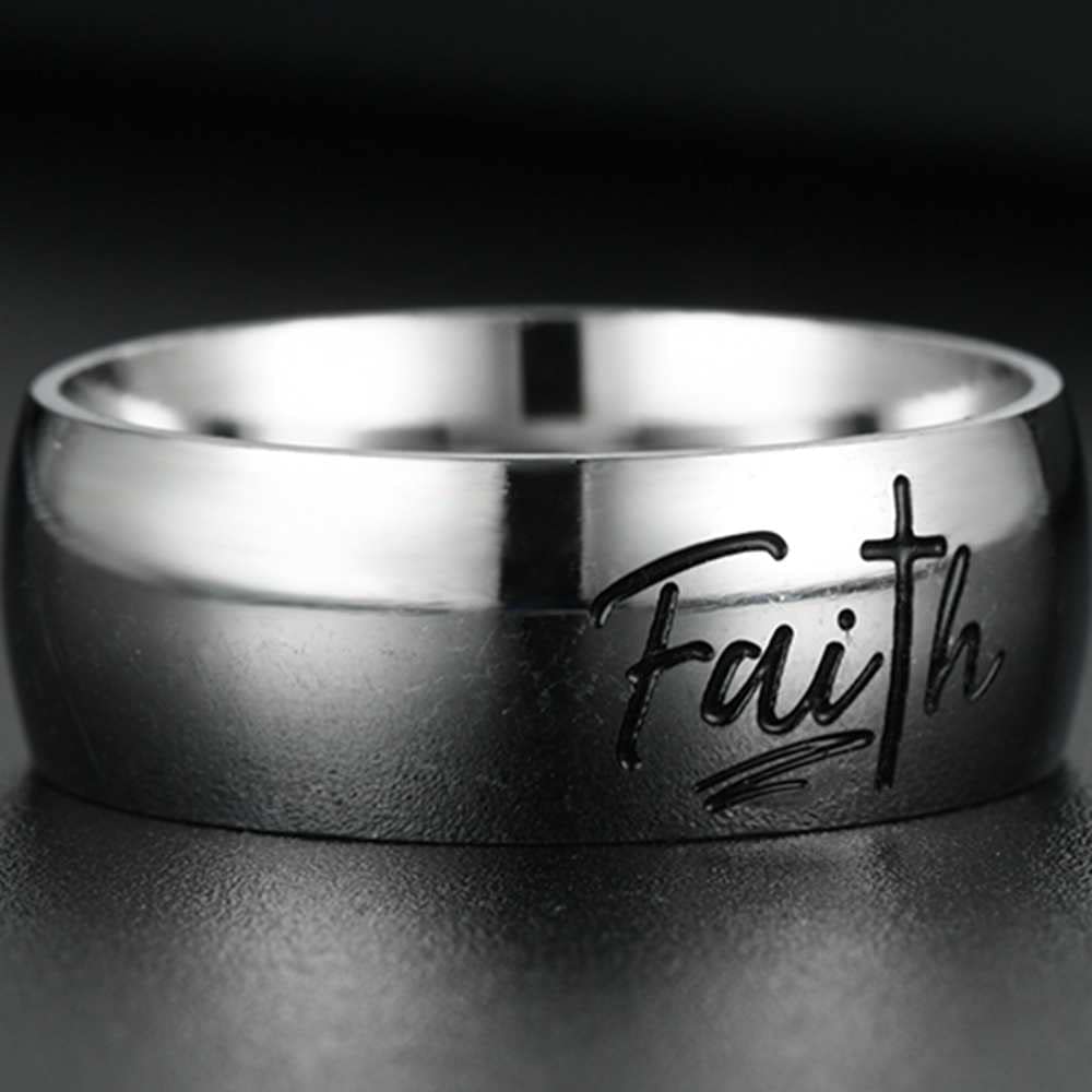 Jude Jewelers 8MM Stainless Steel Christian Faith Cross Religious Wedding Band Ring (Silver Faith, 7)