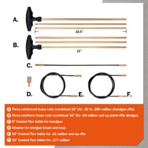 Raiseek Gun Cleaning Kit Rifle Pistol Shotgun Universal Cleaning Kit for 20GA 12GA .45 .40 .357/.380/.38/9MM .338 .325/8mm .30/7.62MM .270 .250 .243 .22 .17 All Calibers (Brass Jags-Orange)