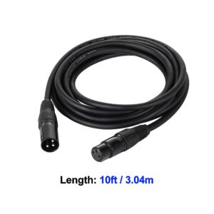 Eyeshot 10ft / 3.04m DMX Cable, 4 Packs 3 Pin DMX Cables DMX Wires, DMX512 XLR Male to Female Stage Light Signal Cable with Metal Connectors, Connection for Stage & DJ Lighting fixtures