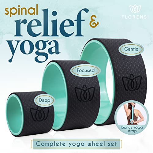 Florensi Back Roller - Back Stretcher, Back Cracker, Yoga Wheel, Deep Tissue Massager - for Back Pain Relief, Back Cracking, Yoga Stretching, Trigger Point Therapy - Foam Padded Rollers