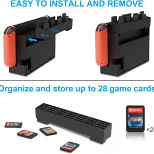 FASTSNAIL Charger Compatible with Nintendo Switch for Joy con, Charging Dock Stand Station Base and Game Card Storage Holder with 28 Game Card Slots Compatible with Nintendo Switch