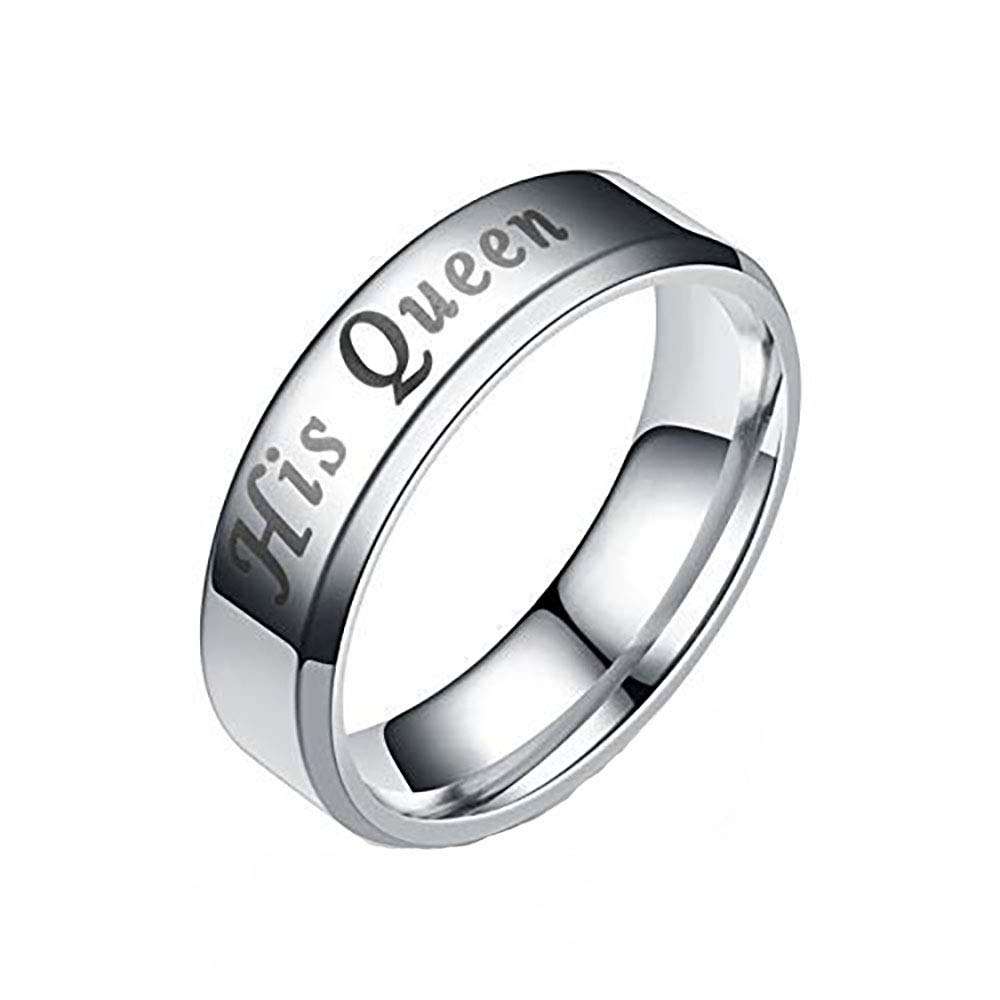 Ginger Lyne Collection Her King Black or His Queen Stainless Steel Matching Wedding Band Ring