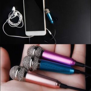 Gilroy 3.5mm Mini Portable Vocal/Instrument Microphone with Stand For Mobile Phone Laptop Notebook Golden