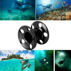 Keen so Aluminum Alloy Diving Spool Reel Guideline Underwater Finger Spool Reel for Freediving Snorkeling (Black)