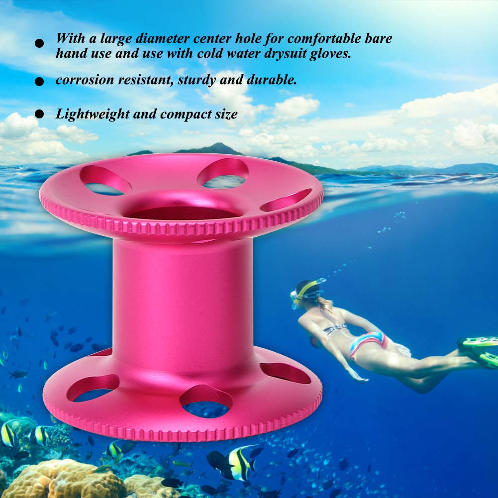 Keen so Aluminum Alloy Diving Spool Reel Guideline Underwater Finger Spool Reel for Freediving Snorkeling (Red) Diving