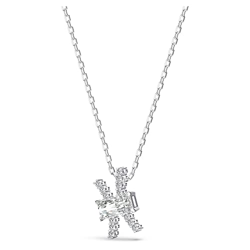 SWAROVSKI Women's Zodiac Pendant Necklace, Pisces Zodiac Motif with White Crystals and Gold-Tone Plated T-bar Closure on a Rhodium Plated Chain