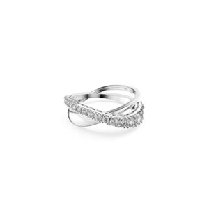 swarovski women's hyperbola ring, white crystal stones in a spiral design, rhodium plated setting, size 55