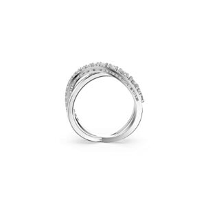 SWAROVSKI Women's Hyperbola Ring, White Crystal Stones in a Spiral Design, Rhodium Plated Setting, Size 55