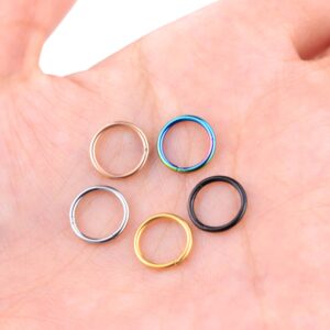 Jstyle 10Pcs 18G Stainless Steel Hinged Clicker Segment Nose Rings Hoop Helix Cartilage Daith Tragus Sleeper Earrings 8MM Improved