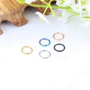 Jstyle 10Pcs 18G Stainless Steel Hinged Clicker Segment Nose Rings Hoop Helix Cartilage Daith Tragus Sleeper Earrings 8MM Improved