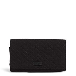 vera bradley women's signature cotton rfid trifold clutch wallet, classic black, one size