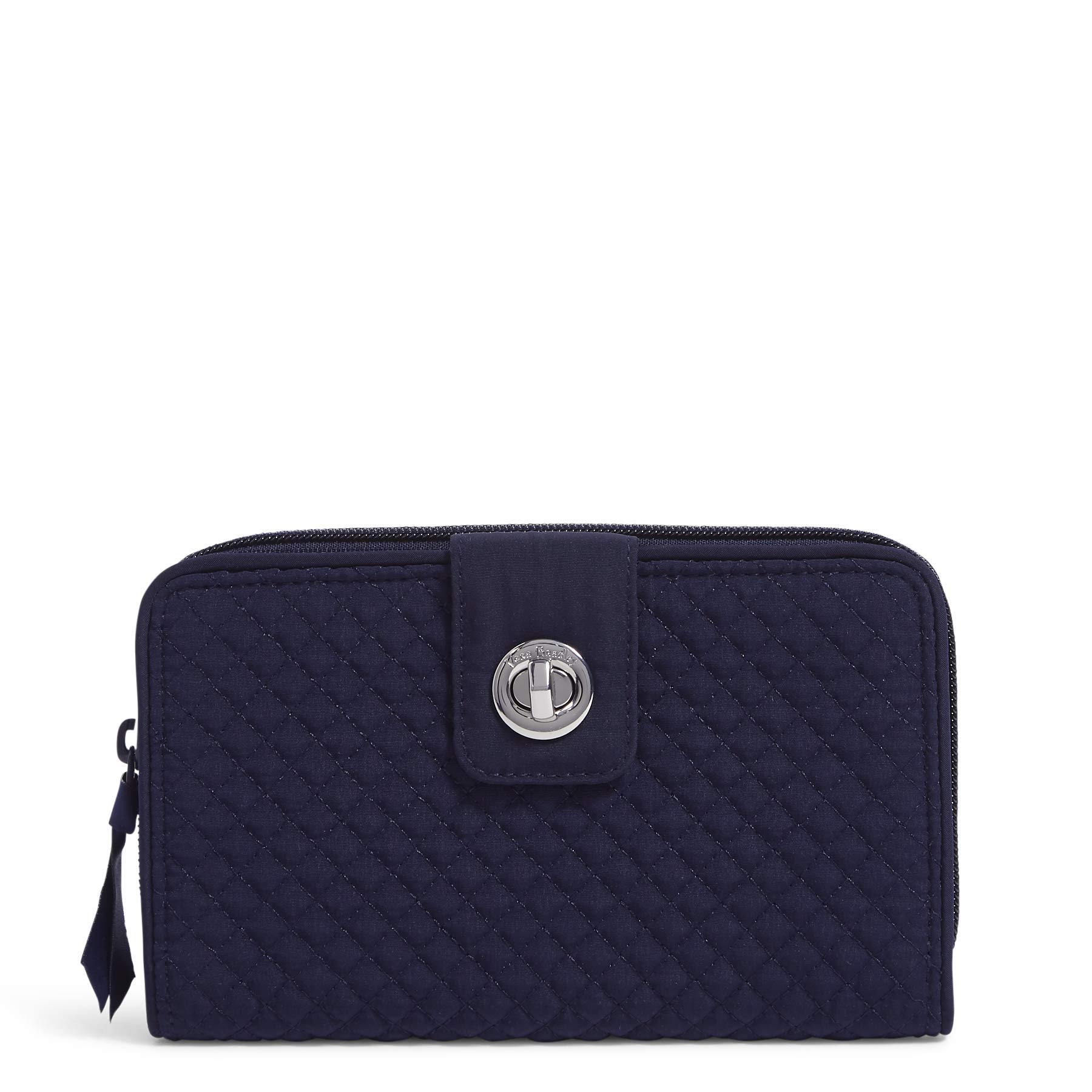 Vera Bradley Women's Microfiber Turnlock Wallet With RFID Protection, True Navy, One Size