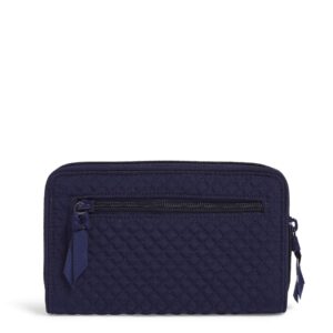 Vera Bradley Women's Microfiber Turnlock Wallet With RFID Protection, True Navy, One Size