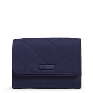 vera bradley women's performance twill riley compact wallet with rfid protection, classic navy, one size