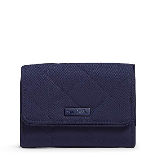 Vera Bradley Women's Performance Twill Riley Compact Wallet With RFID Protection, Classic Navy, One Size