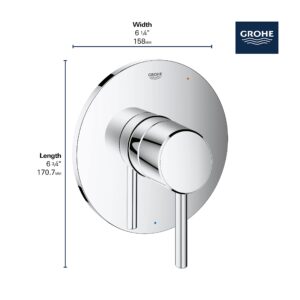 GROHE 14468000 Concetto Shower Valve Trim Kit with Pressure Balance Cartridge, Starlight Chrome