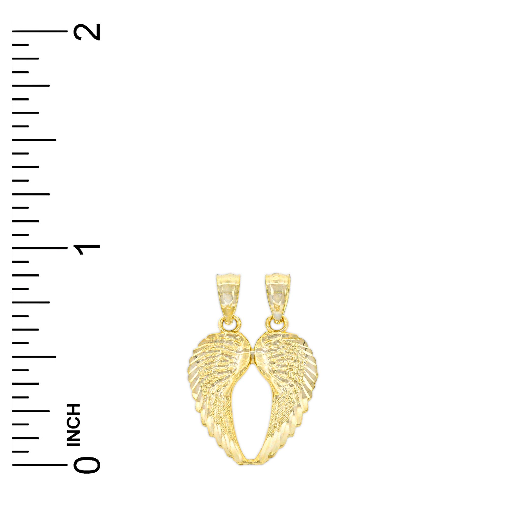 Gold Break Apart Angel Wing Charm Pendant - 10 Karat Gold - Angel Wing Jewelry - Angel Wing Pendant (Style 2)