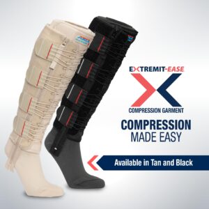 EXTREMIT-EASE Compression Garment 30-50 mmHg Lower Leg Compression Wrap - Ideal for Mild to Moderate Lymphedema Swelling, Venous Insufficiency, and Post-Op Edema - Small, Regular, Tan