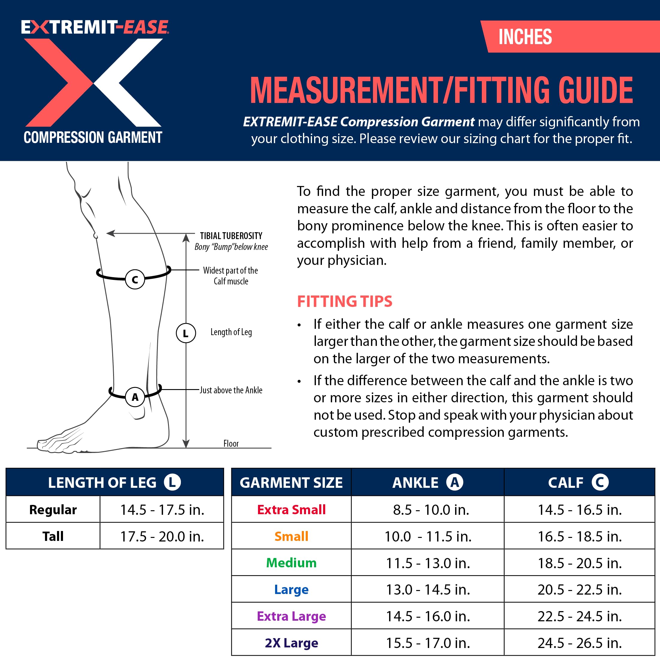 EXTREMIT-EASE Compression Garment 30-50 mmHg Lower Leg Compression Wrap - Ideal for Mild to Moderate Lymphedema Swelling, Venous Insufficiency, and Post-Op Edema - Small, Regular, Tan