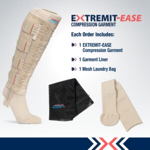 EXTREMIT-EASE Compression Garment 30-50 mmHg Lower Leg Compression Wrap - Ideal for Mild to Moderate Lymphedema Swelling, Venous Insufficiency, and Post-Op Edema - Small, Regular, Tan