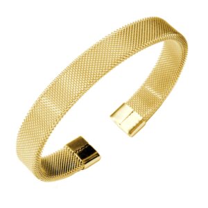 555Jewelry Stainless Steel Flexible Adjustable Cuff Bracelet, Unisex Open Bangle Bracelet, Mesh Bracelets for Women, Mens Cuff Bracelet, Mens Bangle Bracelet - Gold