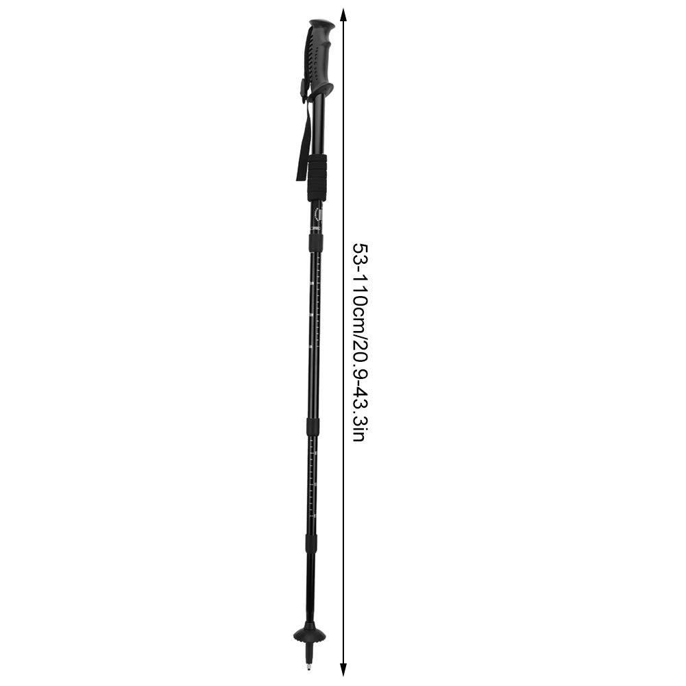 Walking Treking Pole for Outdoors Aluminium Alloy 4-Sections Walking Stick Alpenstock Suspension Straight Handle Trekking Pole (Black)