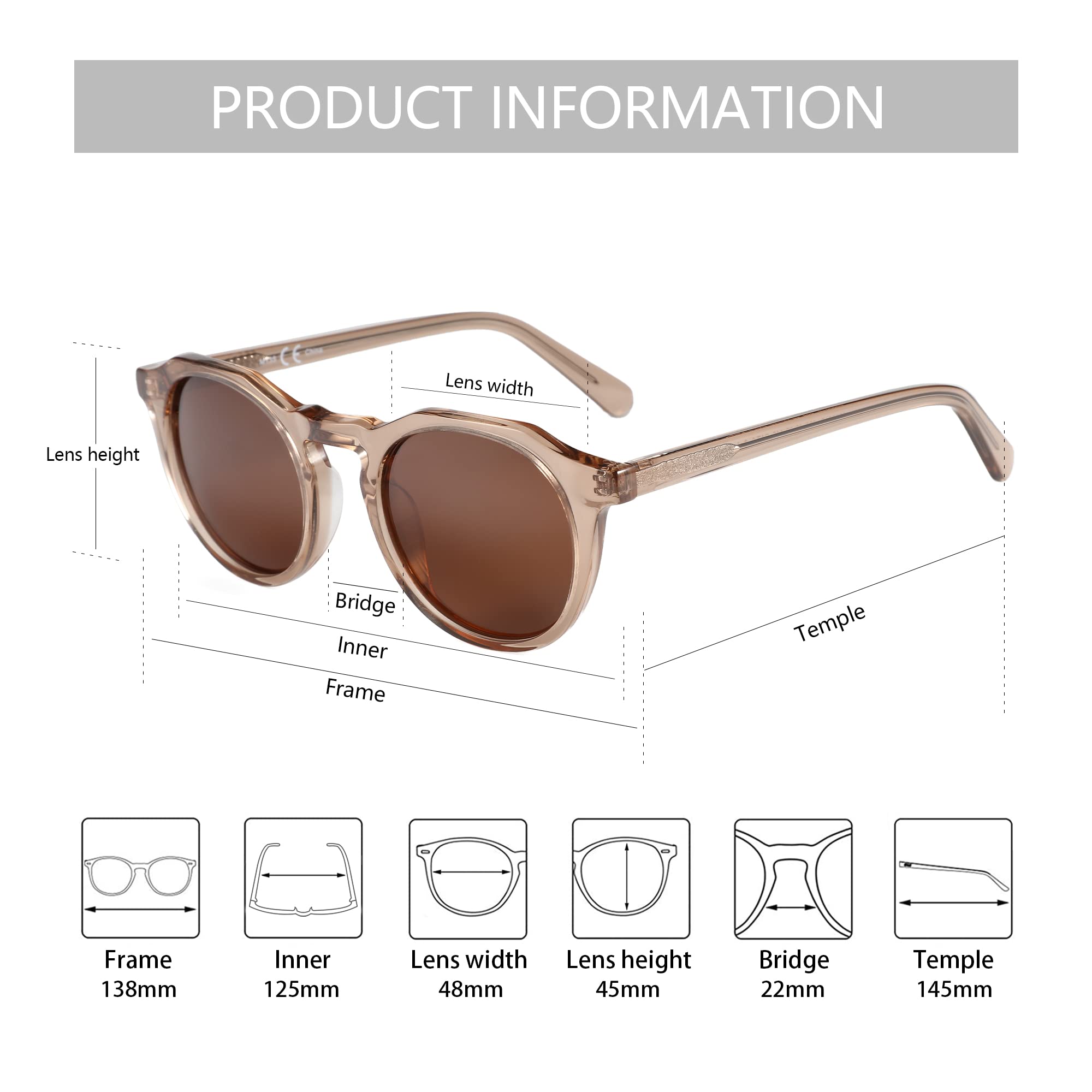 ZENOTTIC Vintage Round Polarized Sunglasses for Men Women UV400 Protection Retro Sun Glasses