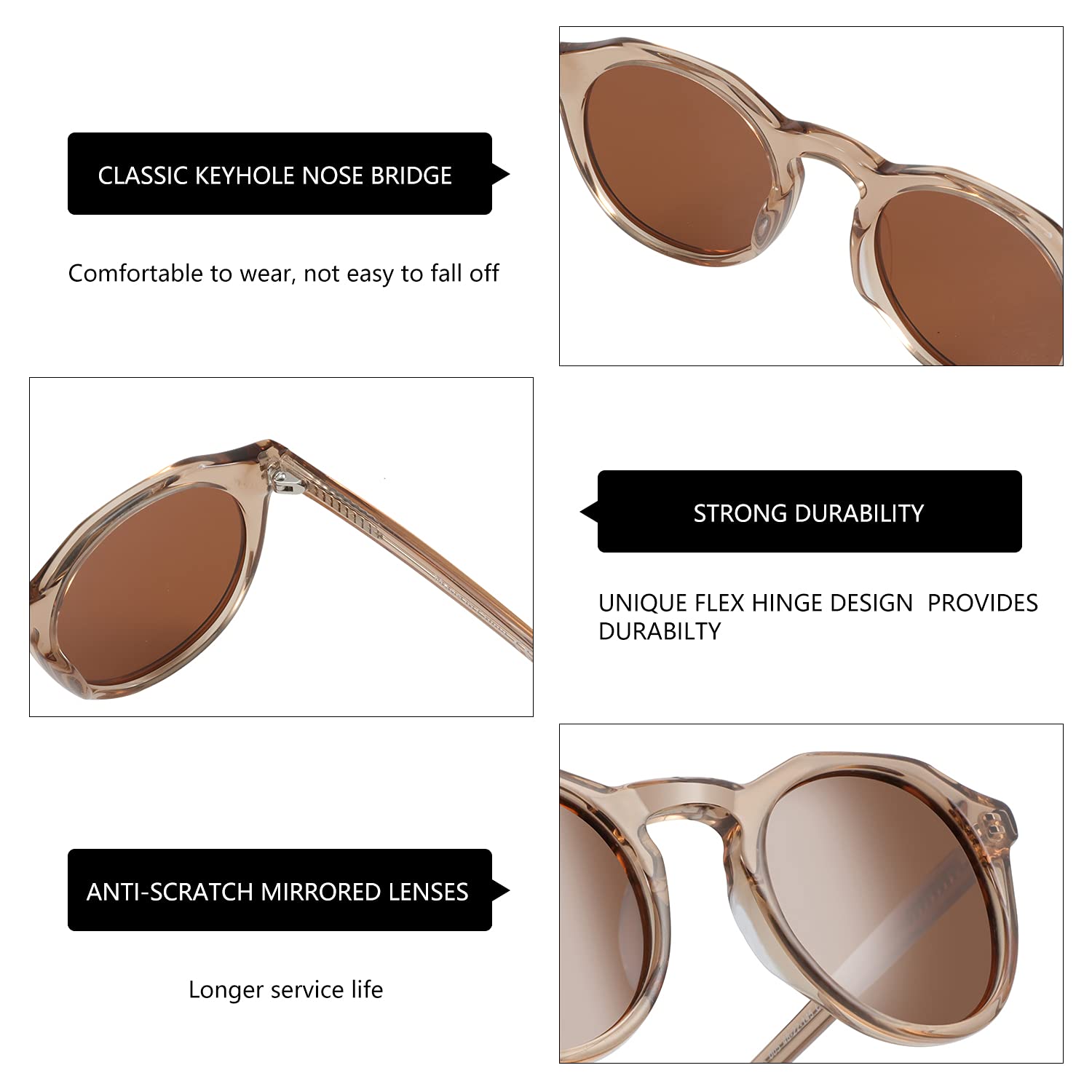 ZENOTTIC Vintage Round Polarized Sunglasses for Men Women UV400 Protection Retro Sun Glasses