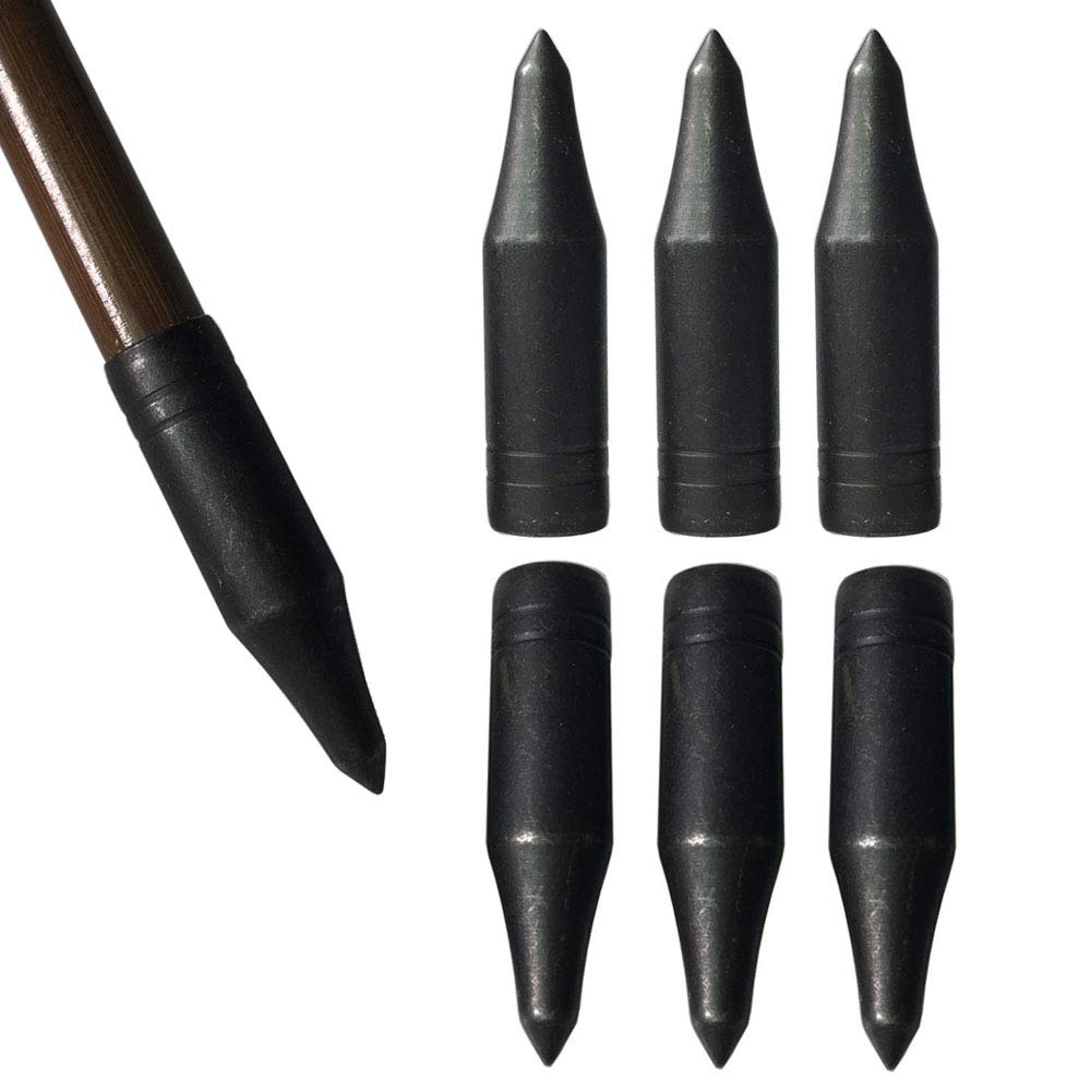 ZSHJGJR 24pcs Archery Arrow Field Points Glue on Target Practic Arrowheads 80 Grain Replacement Arrow Tips ID 8mm for Wood Bamboo Fiberglass Arrows (Black)