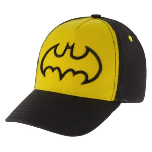 dc comics boys baseball cap, batman adjustable toddler hat, ages 2-4, black/yellow