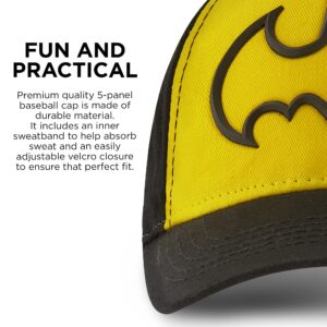 DC Comics Boys Baseball Cap, Batman Adjustable Toddler Hat, Ages 2-4, Black/Yellow