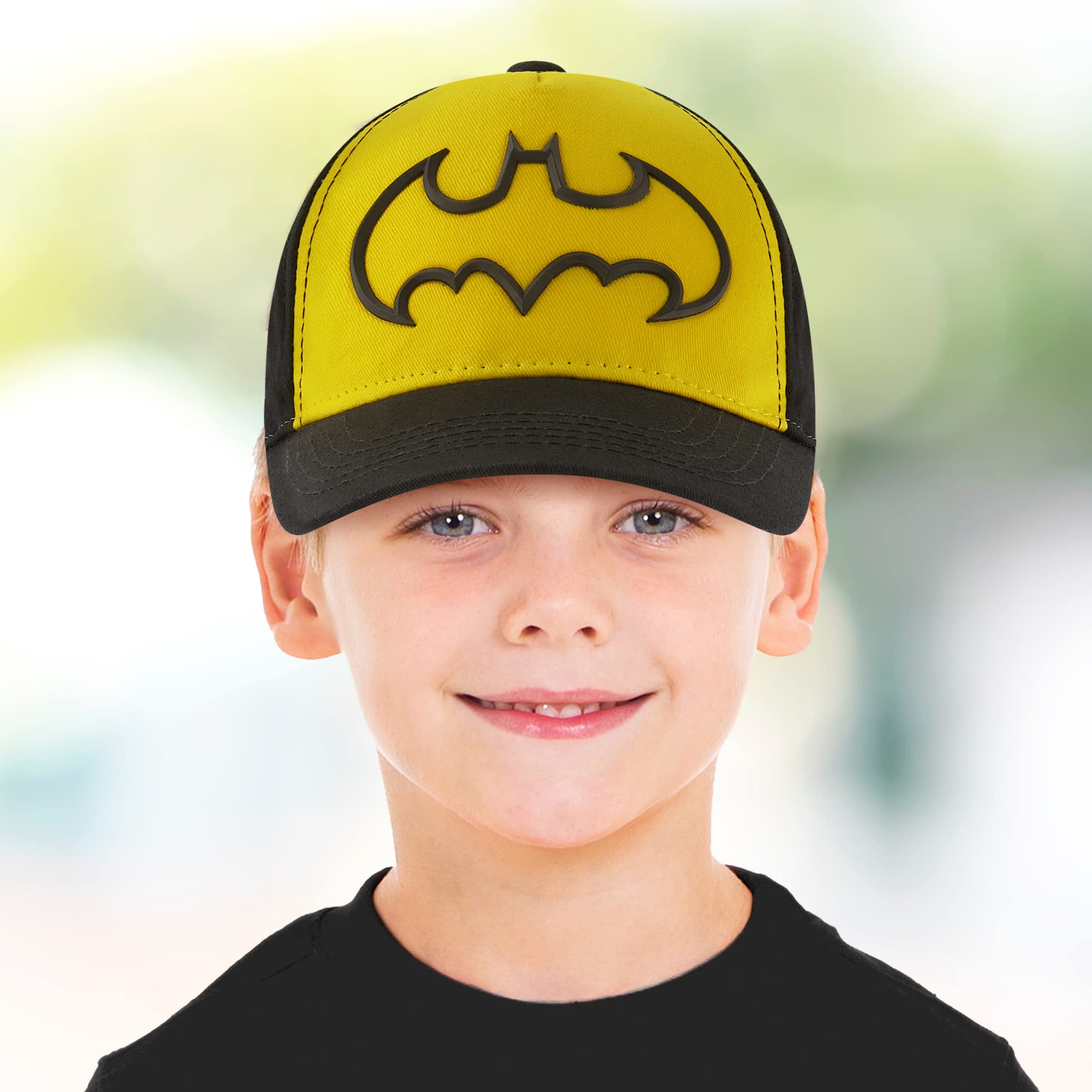 DC Comics Boys Baseball Cap, Batman Adjustable Toddler Hat, Ages 2-4, Black/Yellow