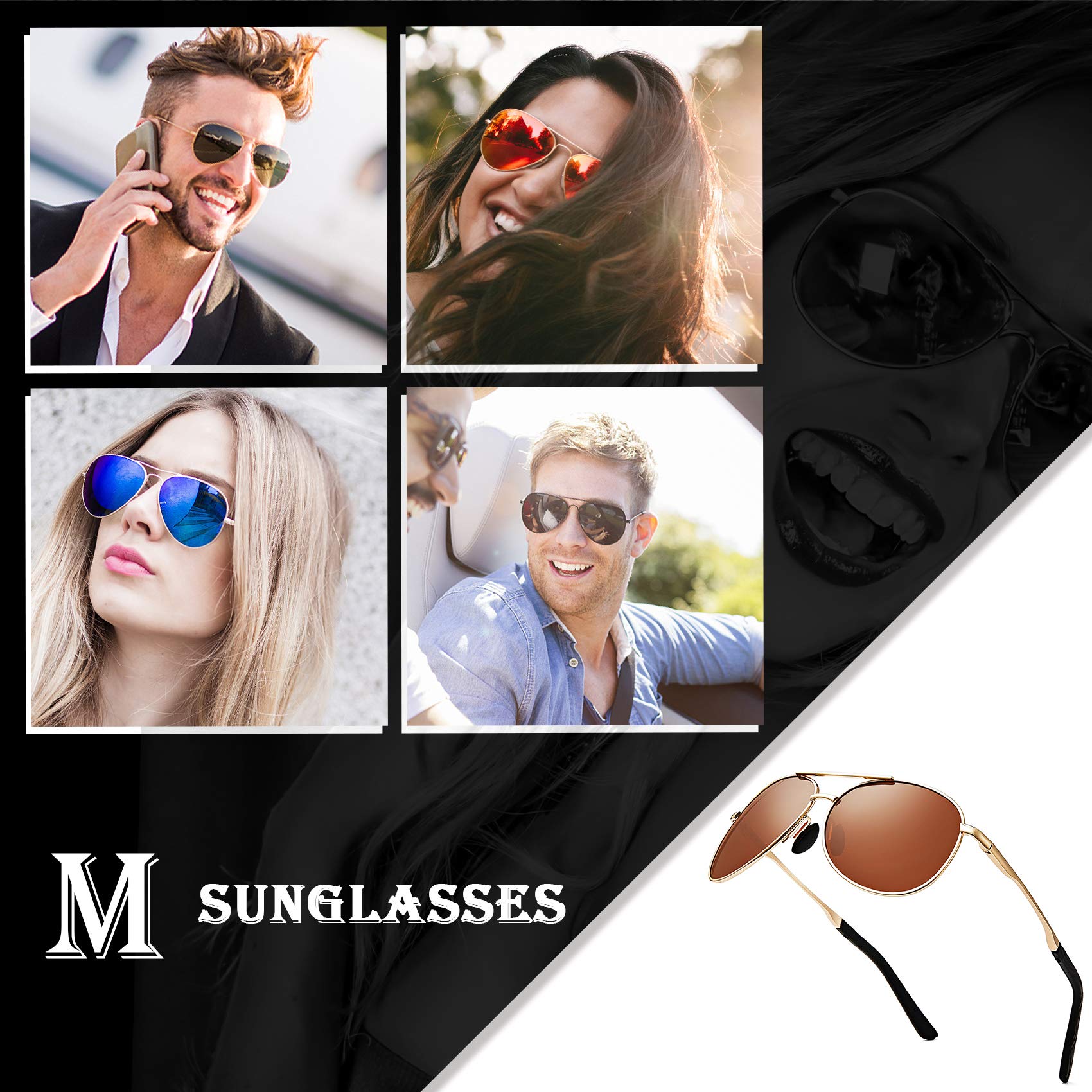 mxnx Aviator Sunglasses for Men Polarized Women UV Protection Lightweight Driving Fishing Sports Mens Sunglasses MX208 (Gold Frame/Brown Lens)