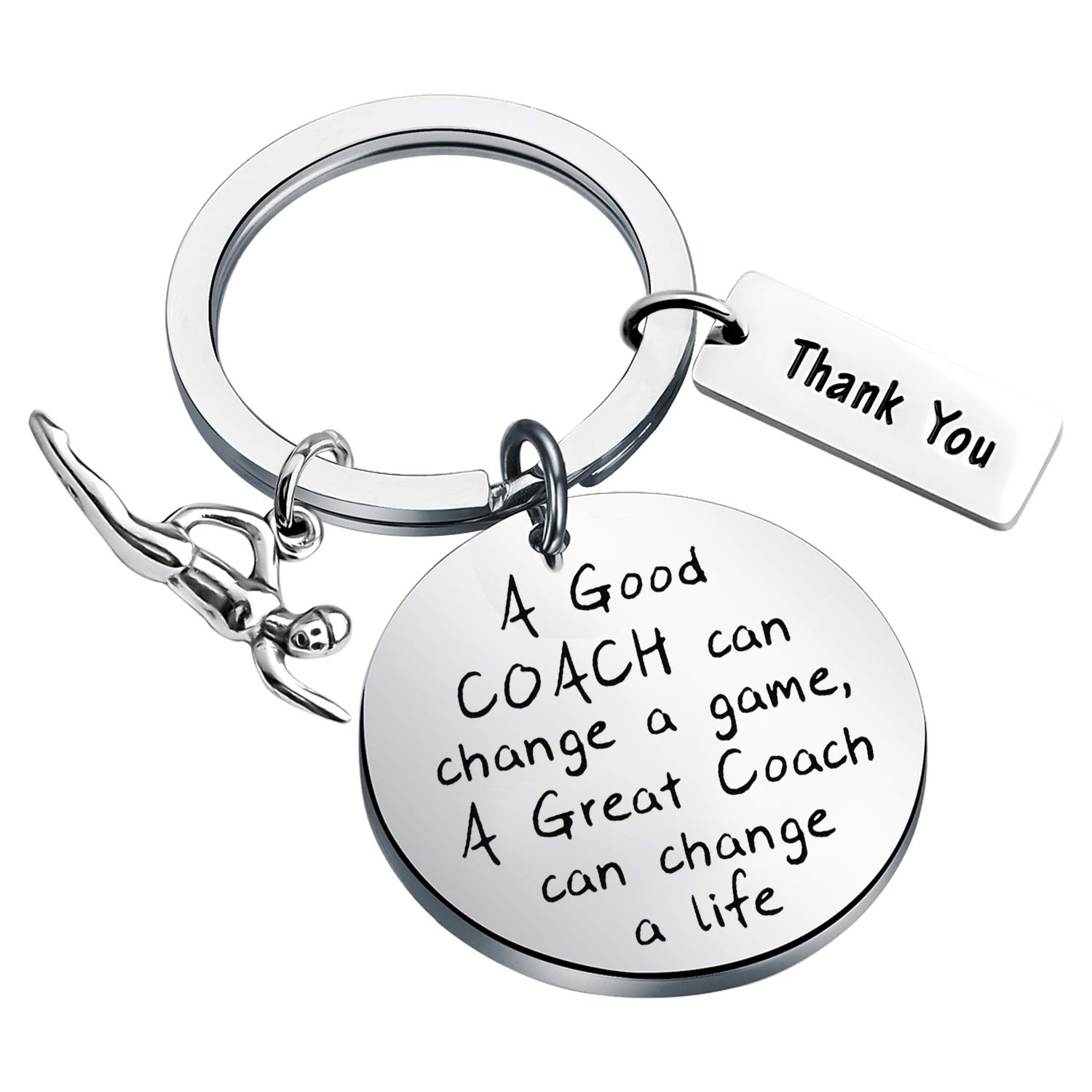 POTIY Coach Appreciation Gift Swimming Coach Keychain A Good Coach Can Change A Game Swimming Jewelry Swimming Gift Thank You Gift for Swimming Coaches (Swimming Coach Keychain)