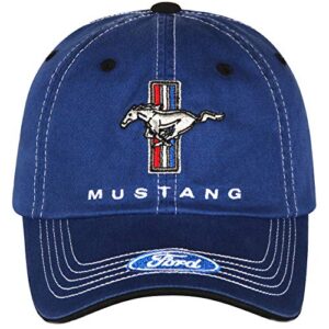 checkered flag men's ford mustang cap tri-bar pony adjustable blue hat