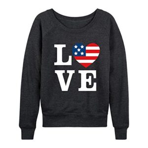 instant message - love heart america v3 - women's french terry pullover - size x-large heather charcoal