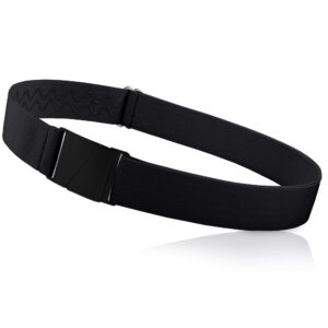 ONE-BELT No Show Invisible Elastic Belts for Women & Men Non Slip Fits waist upto 50 Inch. (Matte Black)