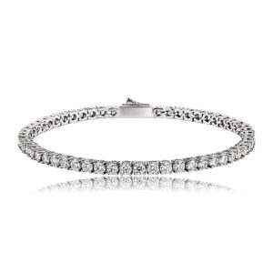 TOPGRILLZ Tennis Bracelet for Women 1 Row 3-6 mm 14K Gold Plated Iced Out Cubic Zirconia Gold Classic Tennis Bracelet for Men Minimalistic Jewelry(5mm-Rhodium Plated, 7)