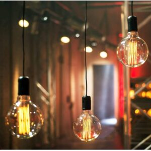 EX ELECTRONIX EXPRESS 4 Pack of Dimmable G80 Vintage Edison Light Bulbs, 360 Degree Beam Angle 60W Incandescent Bulbs, 2200K Amber Glow, 110-130 Volts, E26 Medium Base for Home Light Fixtures