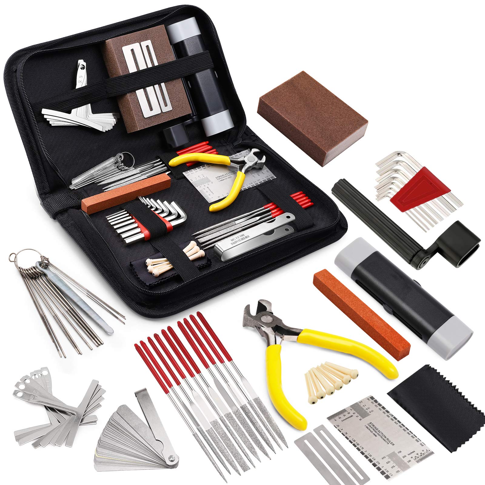 MIFOGE 45Pcs Guitar Repairing Maintenance Tool Kit with Carry Bag Large Care Set of Tools for Acoustic Guitar Electric Guitar Ukulele Bass Banjo,Perfect Gift for Music or String Instrument Enthusiast