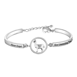 FOTAP Llama Gift Never Forget How Llamazing You Are Bracelet Alpaca Gifts (Llama S Bangle)