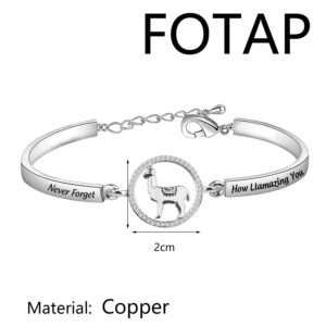 FOTAP Llama Gift Never Forget How Llamazing You Are Bracelet Alpaca Gifts (Llama S Bangle)